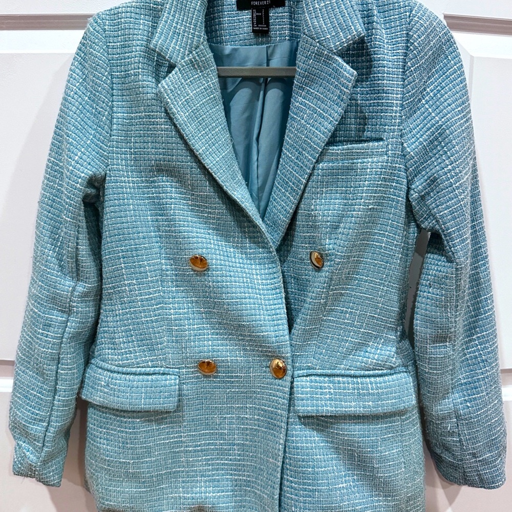 Blue tweed Blazer women, Forever 21. Great conditions, worn 2-3 times. - Picture 6 of 7
